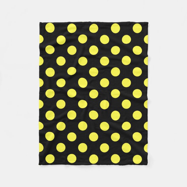 Cobertor De Velo Bolinhas amarelas no fundo preto (Frente)