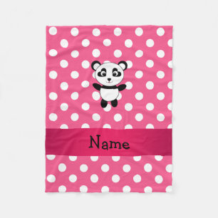 Cobertor De Velo Bolinhas brancas cor-de-rosa panda personalizadas