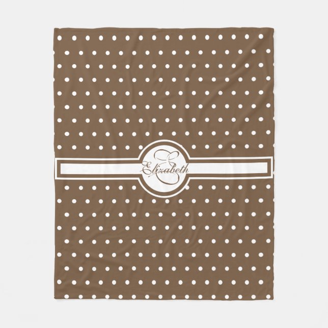 Cobertor De Velo Bolinhas brancas elegantes em Monograma castanho (Frente)