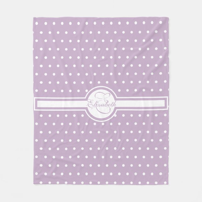 Cobertor De Velo Bolinhas brancas elegantes em monograma roxo (Frente)