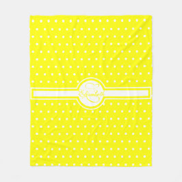 Cobertor De Velo Bolinhas brancas elegantes no monograma amarelo