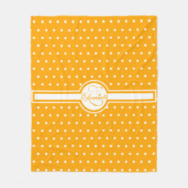 Cobertor De Velo Bolinhas brancas elegantes no monograma laranja