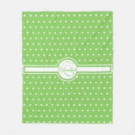 Cobertor De Velo Bolinhas brancas elegantes no monograma verde