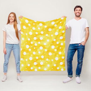Cobertor De Velo Bolinhas de Aquarela - Amarelo Terrestre e Branco