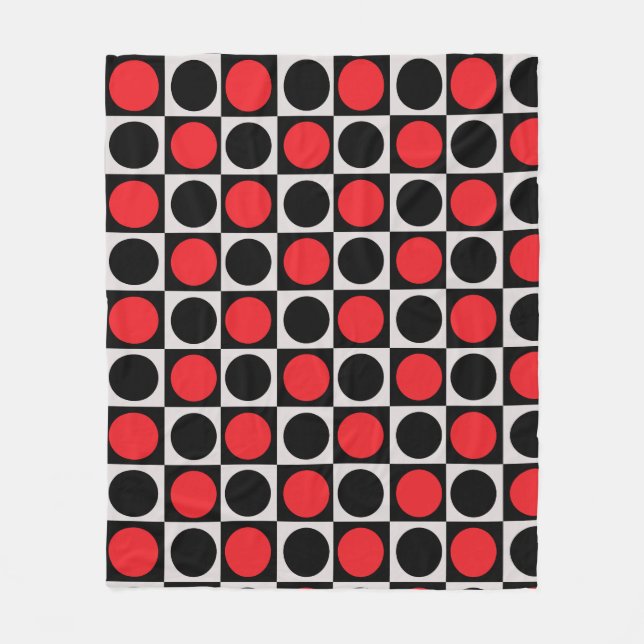 Cobertor De Velo Bolinhas do Círculo Geométrico Vermelho Preto (Frente)