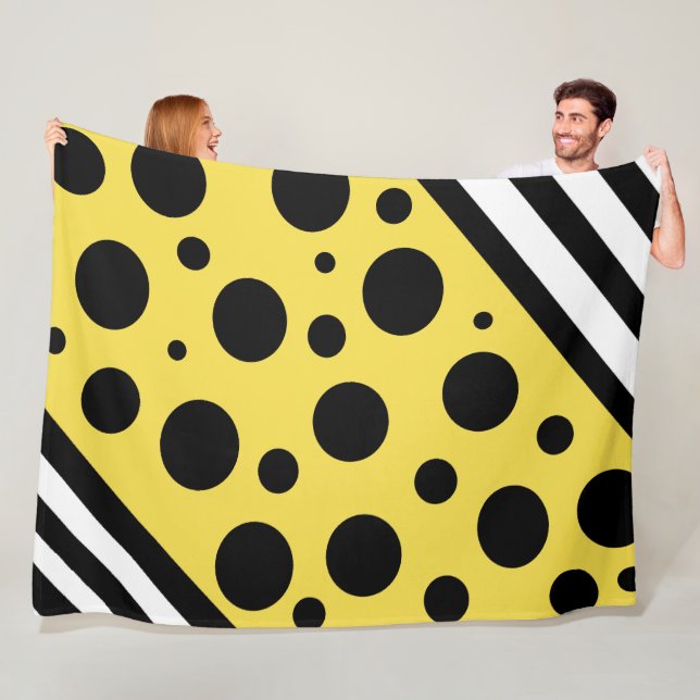 Cobertor De Velo Bolinhas e faixas amarelas e pretas em branco (In Situ)