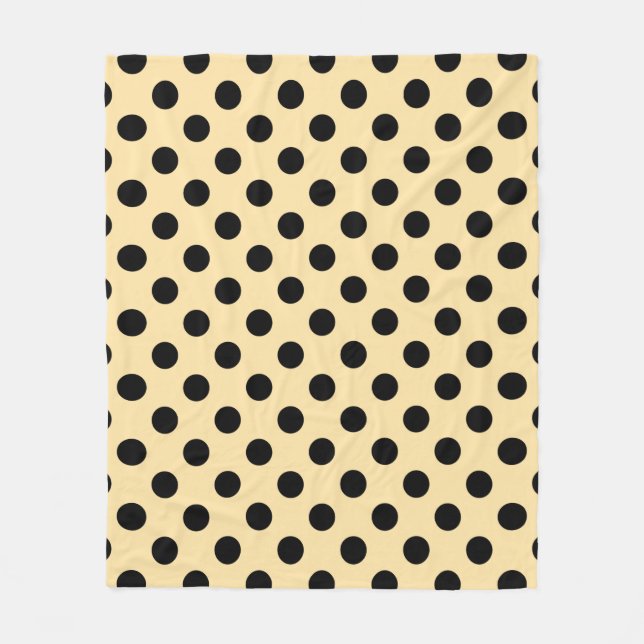 Cobertor De Velo Bolinhas pretas em amarelo pálido (Frente)