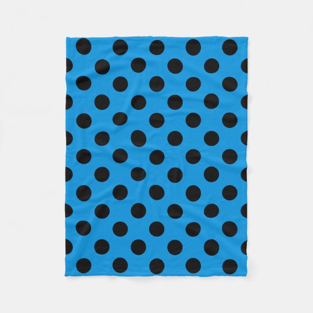 Cobertor De Velo Bolinhas pretas em azul-céu (Frente)