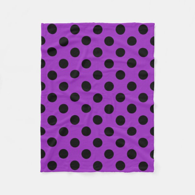 Cobertor De Velo Bolinhas pretas em roxo (Frente)