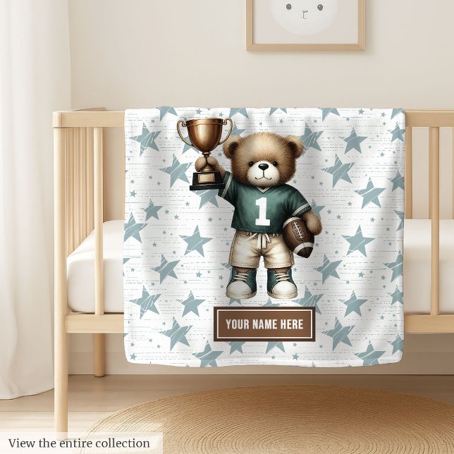 Cobertor De Velo Bolsa Americana de Futebol para Crianças Presente  (American football teddy bear blanket, soft, adorable, and perfect boy birthday gift idea.)