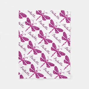Cobertor De Velo Bolsa de libélula estilizada, cor-de-rosa, nome de