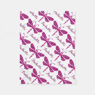 Cobertor De Velo Bolsa de libélula estilizada, cor-de-rosa, nome de