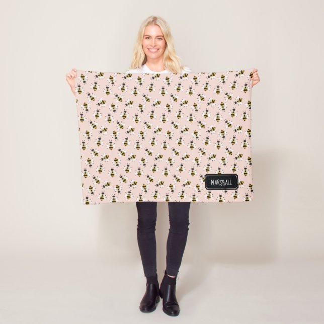 Cobertor De Velo Bolsa Rustic Bee Girl com nome personalizado (In Situ)