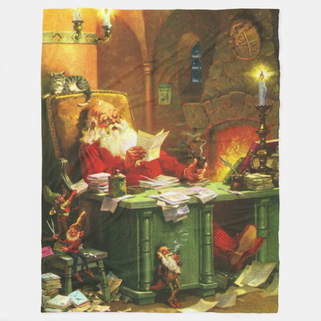 Cobertor De Velo Bom Papai Noel idoso (Frente)