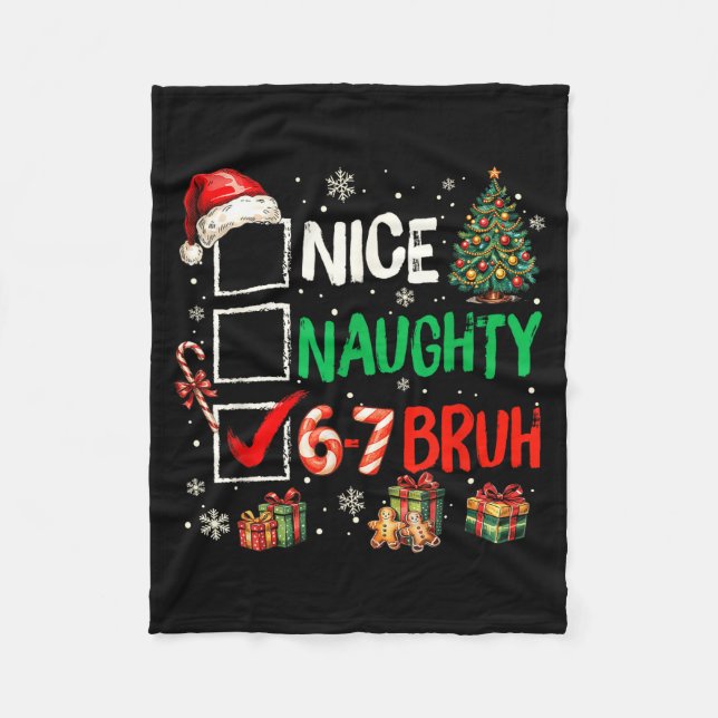 Cobertor De Velo Bom Travesso 6 7 Meme 6 7 Natal Seis Sete (Frente)
