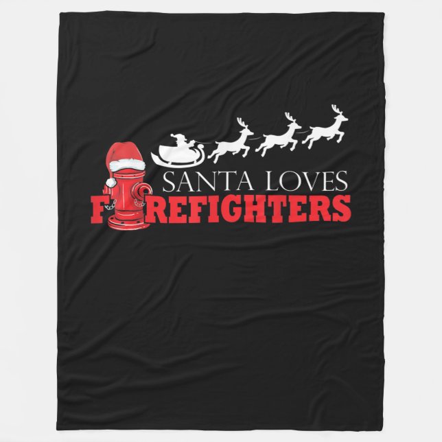 Cobertor De Velo Bombeiro Natal Presente Papai Noel Fireman (Frente)