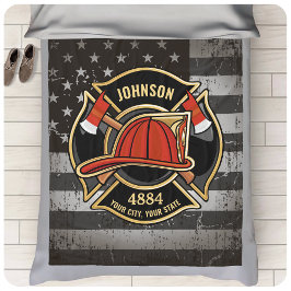 Cobertor De Velo Bombeiro NOME Fireman Fire Department USA Flag