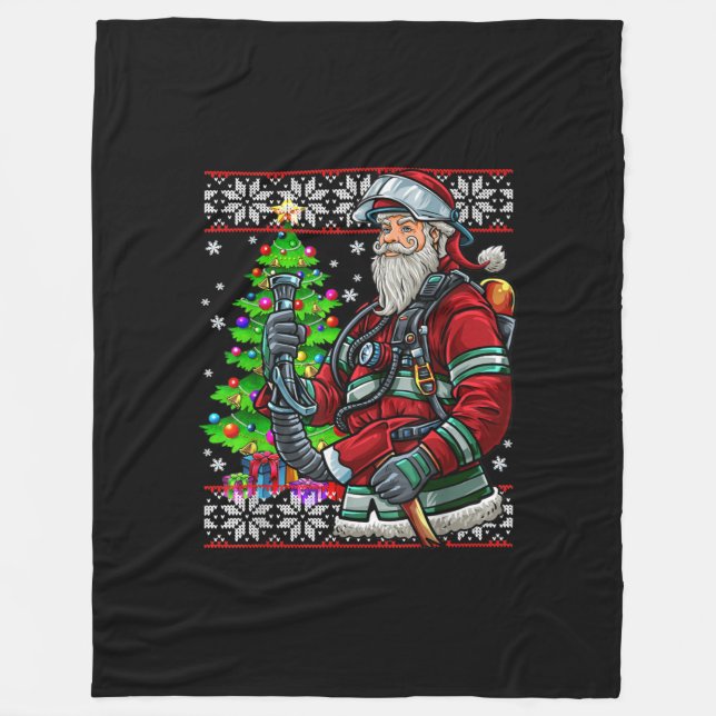 Cobertor De Velo Bombeiro Santa Claus Fireman Figurume Feia (Frente)