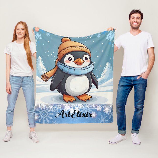 Cobertor De Velo Boné de Pinguim Cute Kawaii Brown (In Situ)