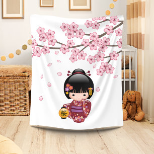 Cobertor De Velo Boneca de Sakura Kokeshi - menina de gueixa