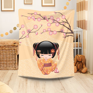 Cobertor De Velo Boneca de Ume Kokeshi - menina de gueixa japonesa
