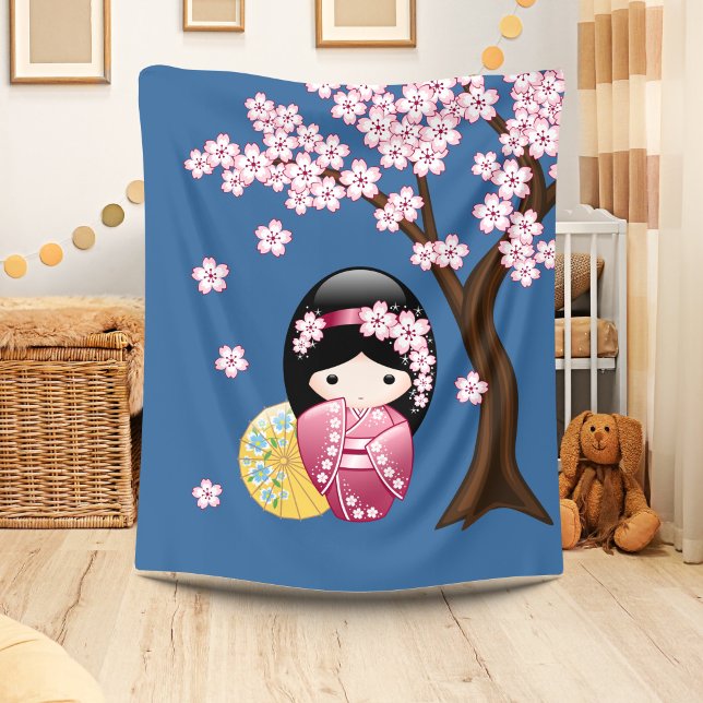 Cobertor De Velo Boneca Kokeshi da Primavera - Geisha Japonesa Fofa (Criador carregado)