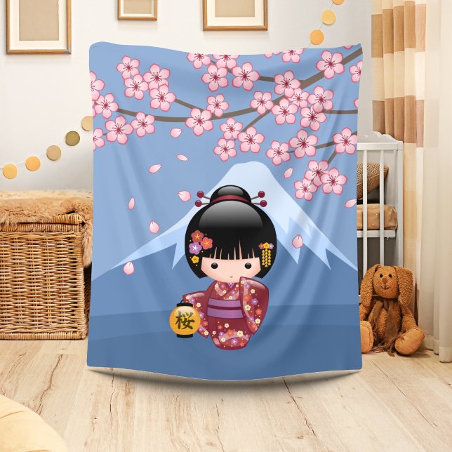 Cobertor De Velo Boneca Kokeshi Sakura - Garota Geisha Japonesa Fof (Criador carregado)