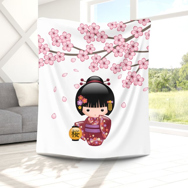 Cobertor De Velo Boneca Sakura Kokeshi - Garota Geisha Japonesa Bon (Criador carregado)