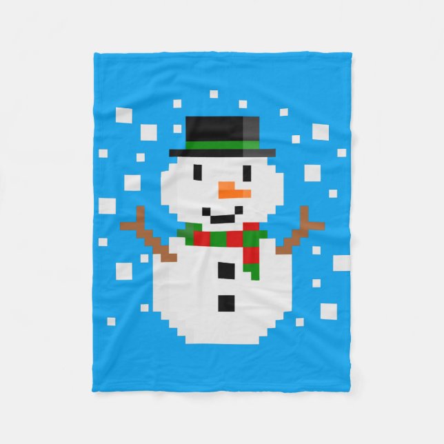 Cobertor De Velo Boneco de Neve em Pixel Art (Frente)