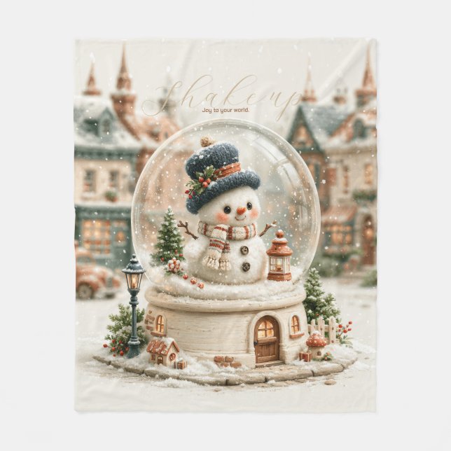 Cobertor De Velo Boneco de Neve Fofo em Globo de Neve (Frente)