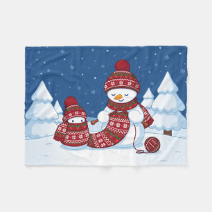 Cobertor De Velo Boneco de Neve Tricotando Cachecol de Natal