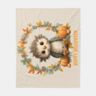 Cobertor De Velo Bonita Coruja Pumpkin Feliz Design de Halloween