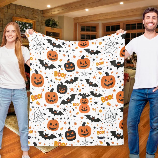 Cobertor De Velo Bonita E Cozinha Halloween Considerado Festivo (Cute And Cozy Halloween Themed Festive Fleece Blanket)