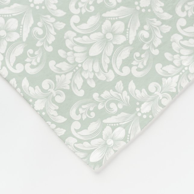 Cobertor De Velo Bonita e macia, beige verde damask (Quina)