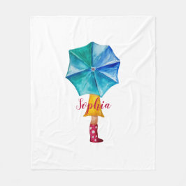 Cobertor De Velo Bonita Garota Guarda-chuvas Com Cor De Água Monogr