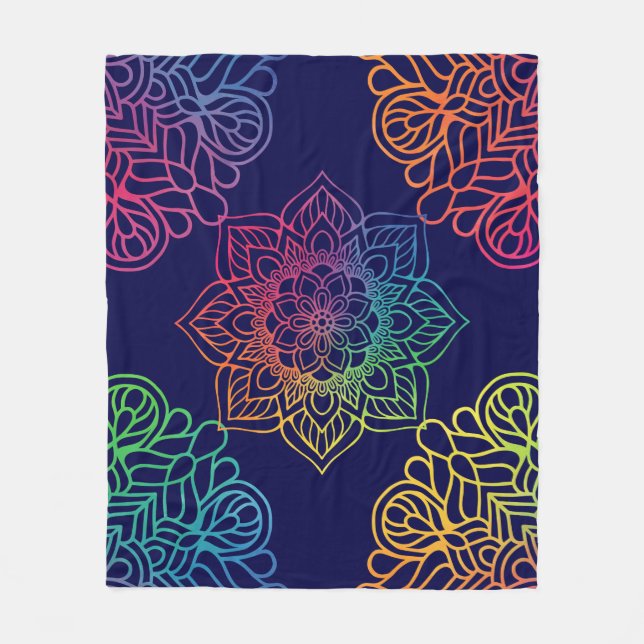 Cobertor De Velo Bonita Impressão de Mandala Fleece Blanket (Frente)