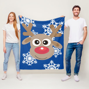 Cobertor De Velo Bonita Reindeer de Natal Cartoon Snowflake Blue Di