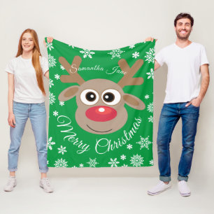 Cobertor De Velo Bonita Reindeer De Natal Chamada White Script Gree