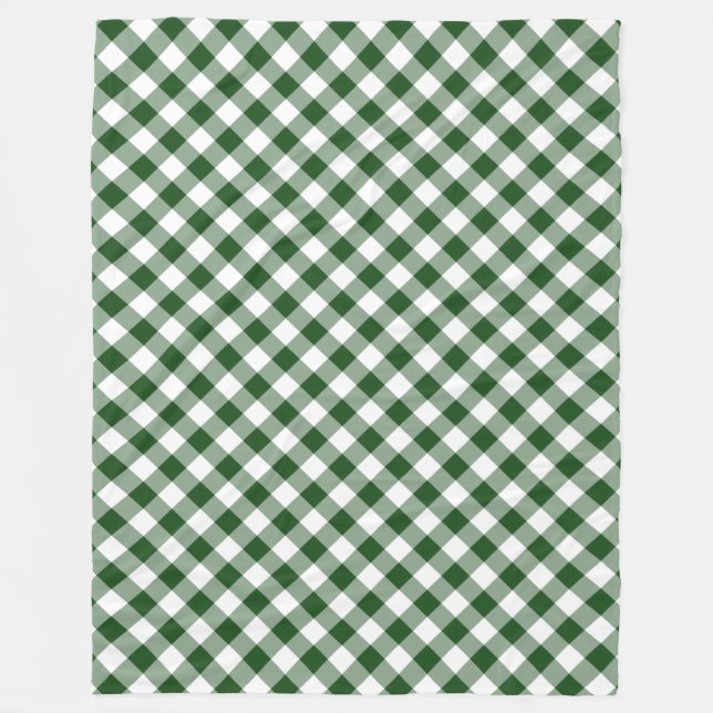 Cobertor De Velo Bonita Xadrez de Gingham Diagonal Verde e Branco (Frente)