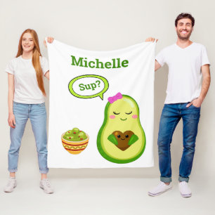 Cobertor De Velo Bonito Avacado Nome Desenhado Guacamole Fruta Flee