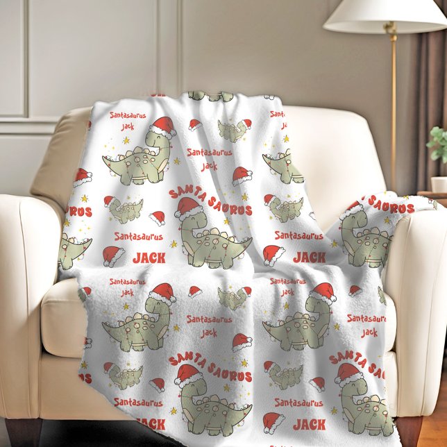 Cobertor De Velo Bonito dinossauro Santassauro de Natal (
Cute Christmas Dinosaur Santasaurus Name Fleece Blanket)