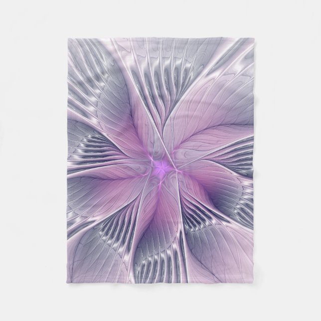 Cobertor De Velo Bonito Flor Rosa Moderna Abstrato de Arte Fractal (Frente)