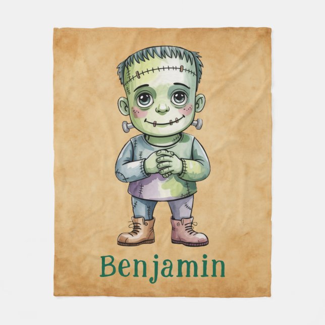 Cobertor De Velo Bonito Frankenstein Halloween Birthday Mash Gift (Frente)