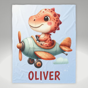 Cobertor De Velo Bonito Pequeno Piloto Dinossauro Voando Avião