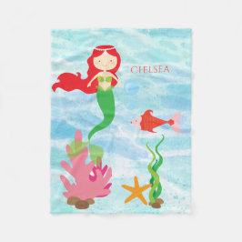 Cobertor De Velo Bonito Sereia Personalizada Fleece Baby Blanket