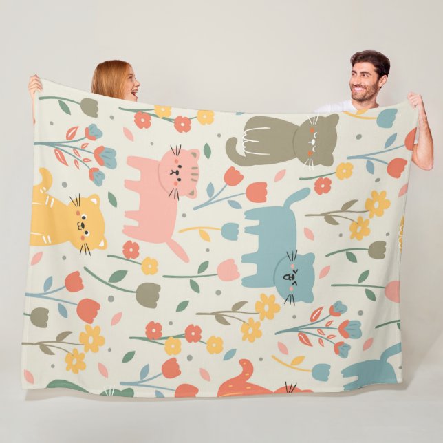 Cobertor De Velo Bons desenhos animados Gatos sem costura padrão (In Situ)