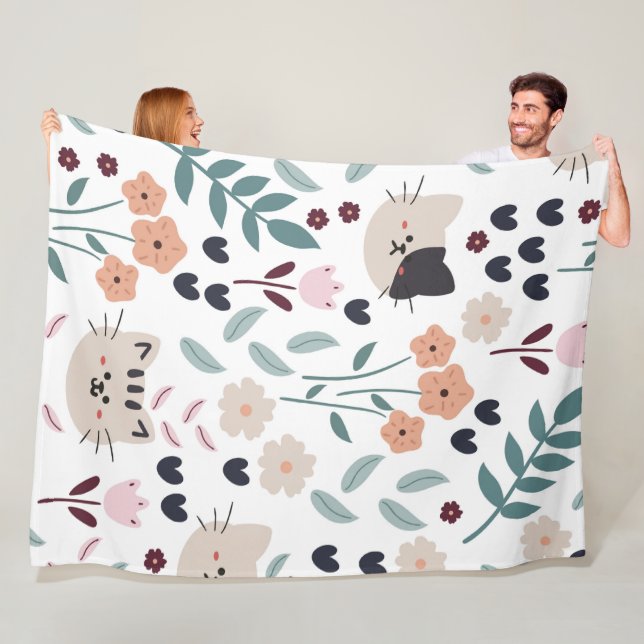 Cobertor De Velo Bons desenhos animados Gatos sem costura padrão (In Situ)