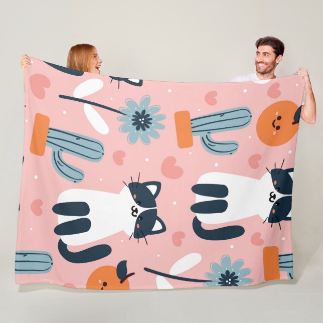 Cobertor De Velo Bons desenhos animados Gatos sem costura padrão (In Situ)