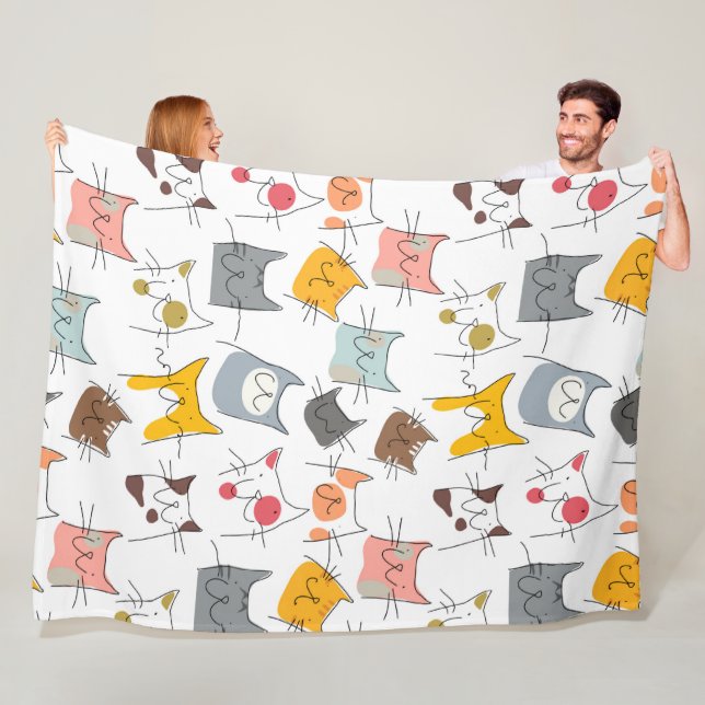 Cobertor De Velo Bons desenhos animados Gatos sem costura padrão (In Situ)