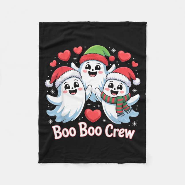Cobertor De Velo Boo-boo Crew Christmas Ghost Santa Hat Halloween H (Frente)